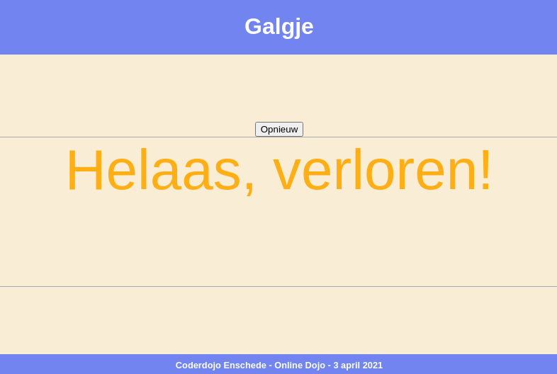 Galgje - altijd verliezen
